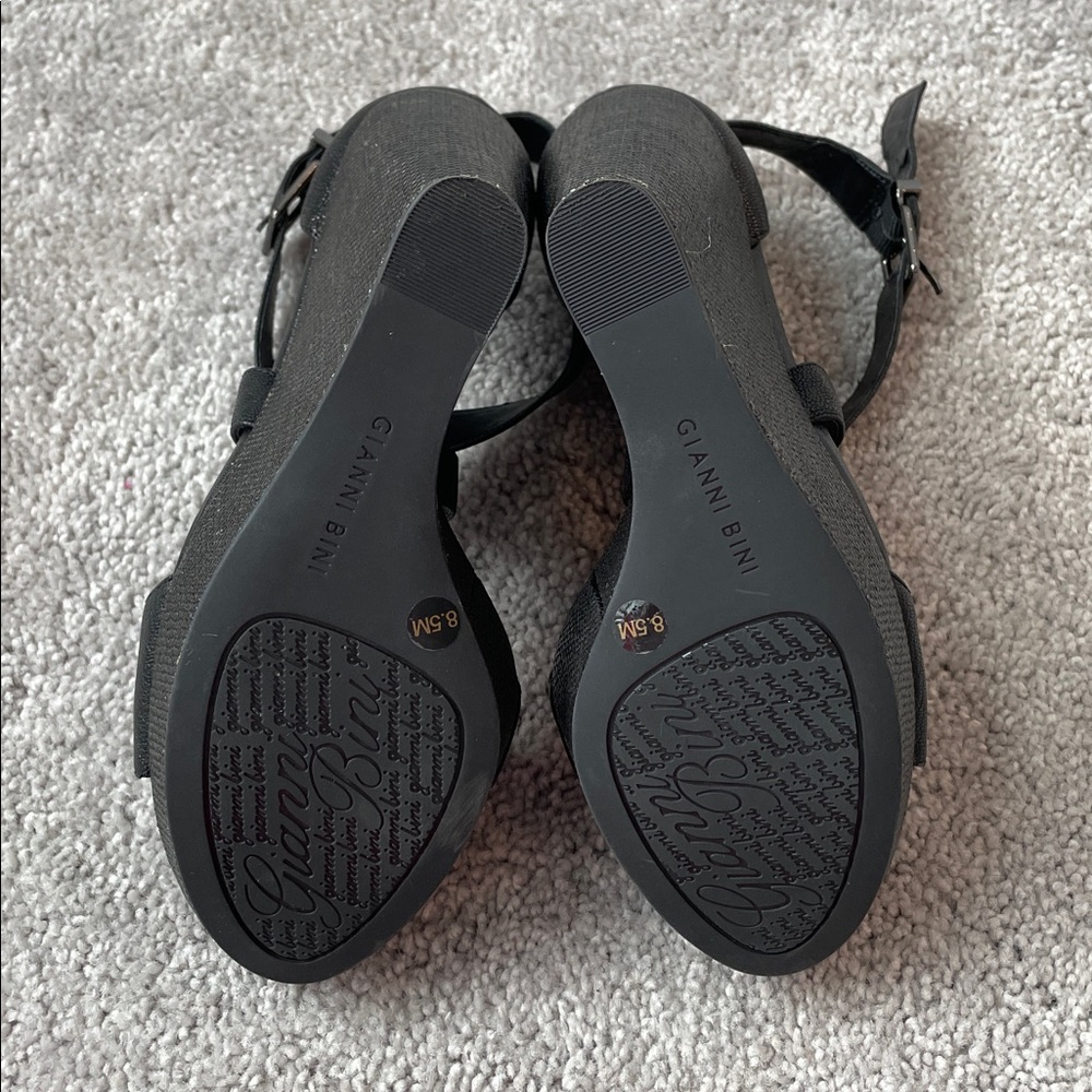 Gianni Bini Black Ankle Strap Wedge Sandals - Picture 13 of 16